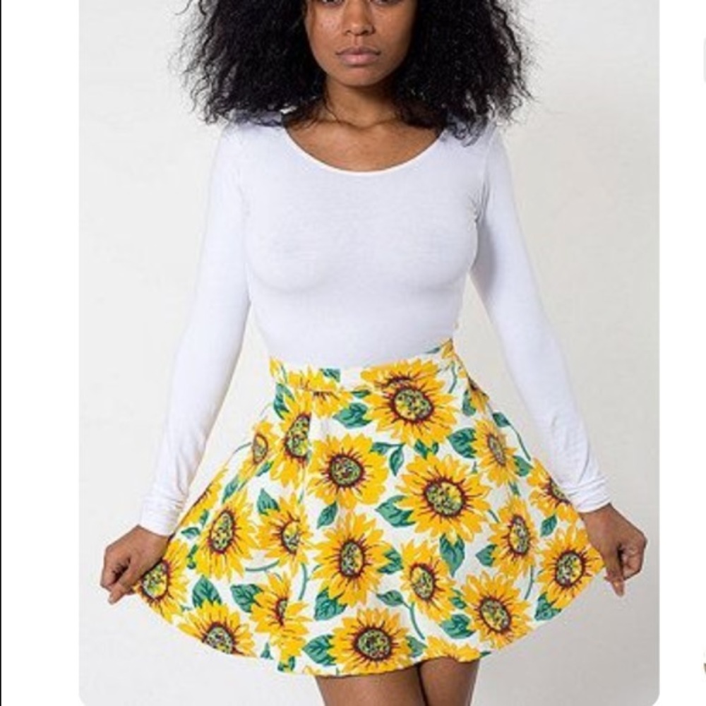 AMERICAN APPAREL SUNFLOWER DENIM CIRCLE SKIRT